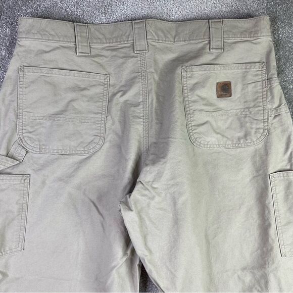 Carhartt Pants Men’s 38X29 Beige Straight Dungaree Carpenter Hammer Loop Pockets - Picture 4 of 13